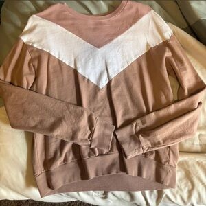 H&M Blush Pink Scoop Neck Sweater with White Chevron And Brown